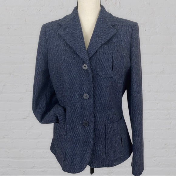 SOLD! Lauren Ralph Lauren Blue Wool Button Up Blazer Jacket Size 8 - Picture 1 of 13